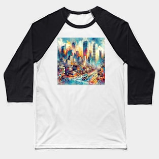 City Vibrance: Dynamic Urban Tapestry Baseball T-Shirt